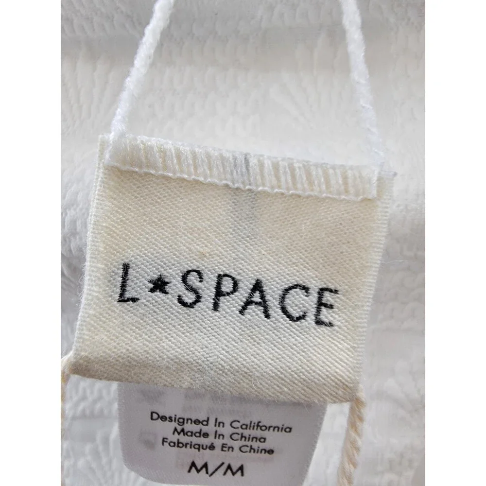 L*Space Camacho Classic Bikini Bottom Women's M White Elastic Waist Pull On